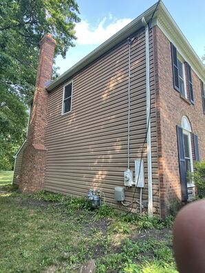 Before & After Siding & Gutters in Lawerence, NJ Monogram D5 Dutchlap Frontier Blend 
5" White K Style seamless gutters and leaders (3)